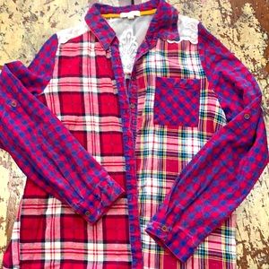 Fun plaid flannel lace detail Taylor and Sage - L